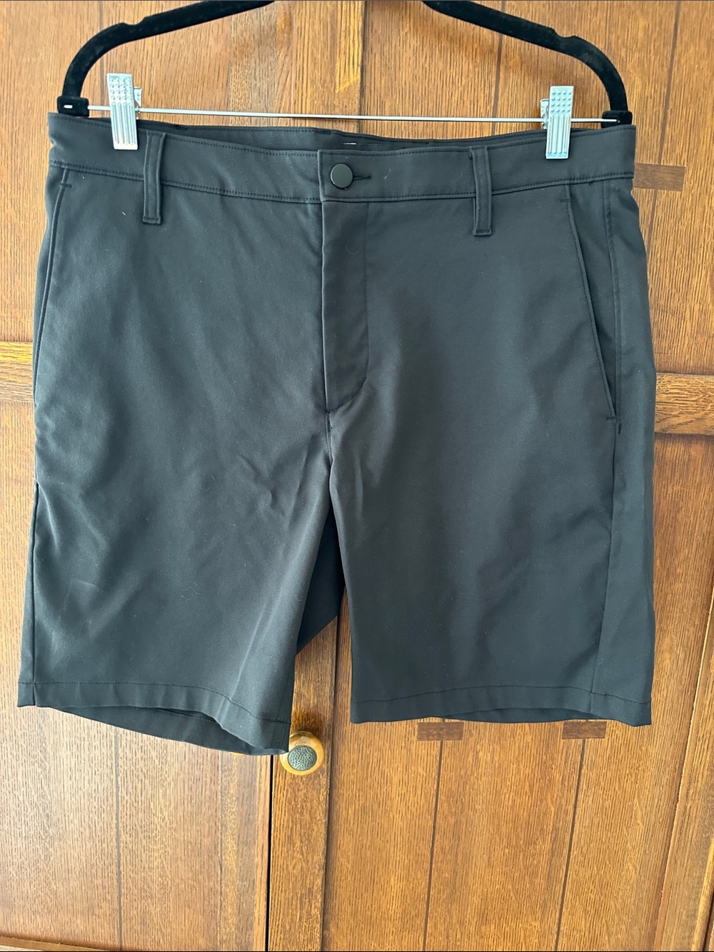 Men's Flat Front Black Performance Shorts